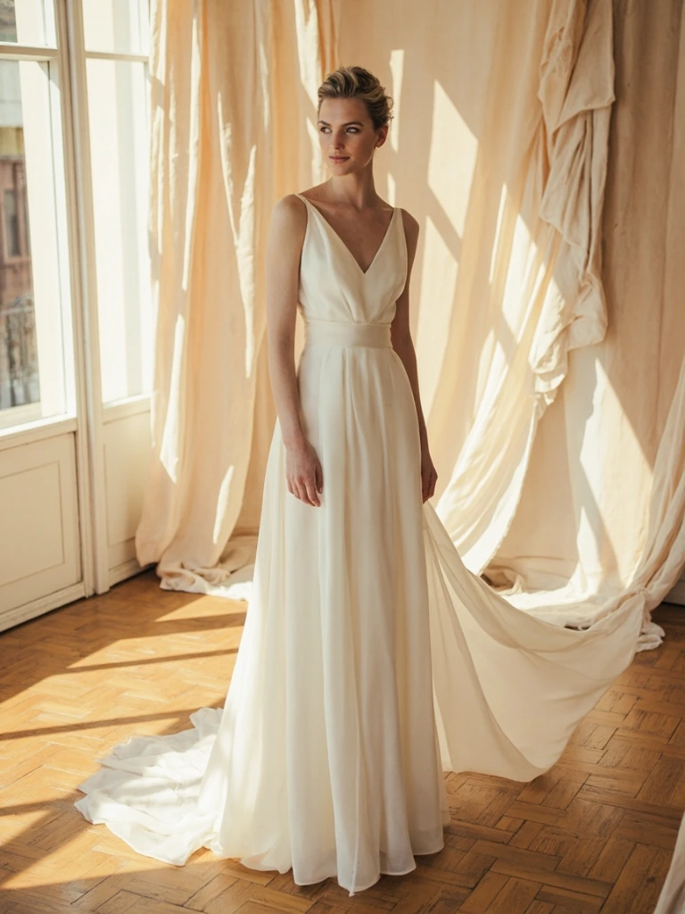 Novia en la colección Heritage dentro del atelier de la calle Claudio Coello