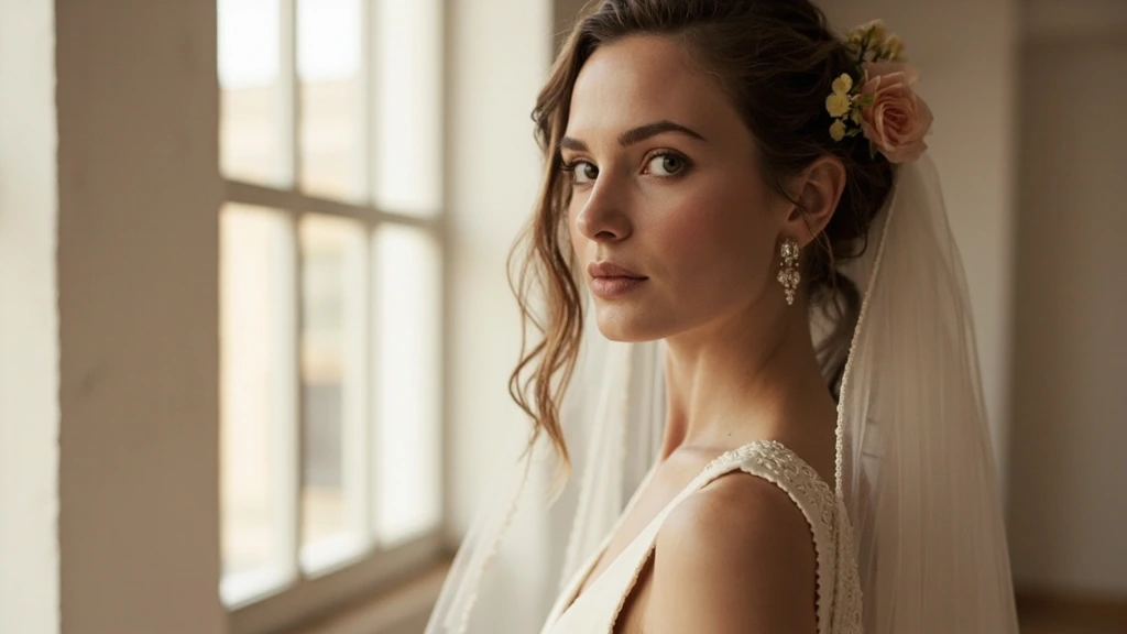 Novia con vestido de la colección Heritage en el atelier de la calle Claudio Coello